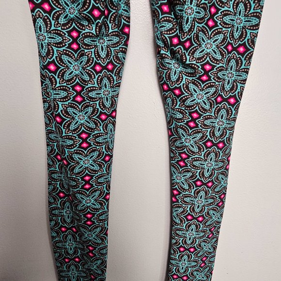 LuLaRoe One Size Multi Color Design women Leggings 142161 Floral Medallion - Picture 6 of 7